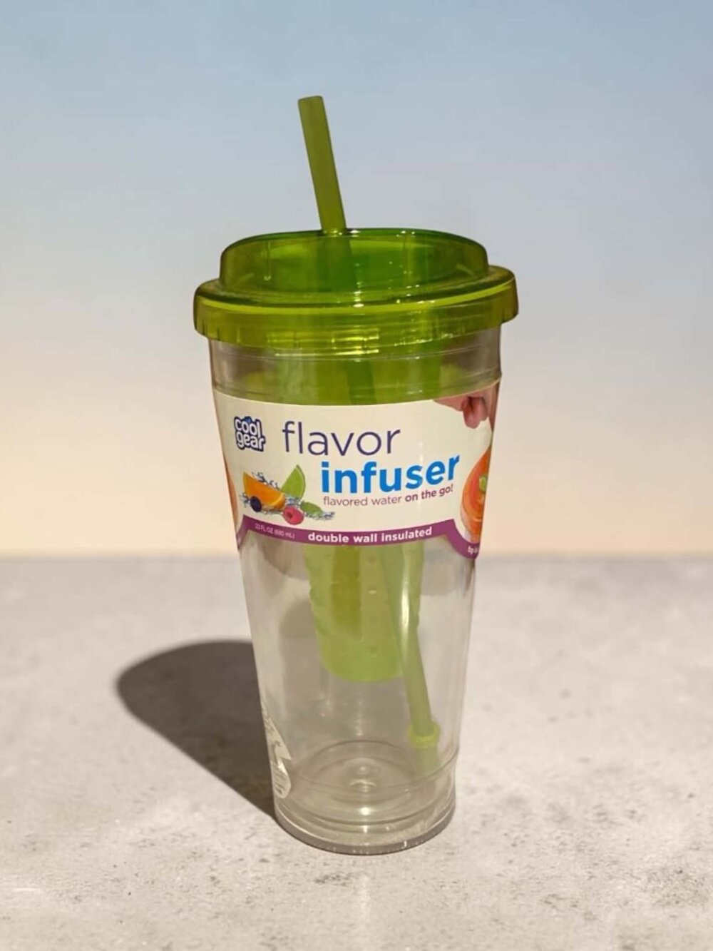 Cool Gear Green 23oz Insulated Straw Infuser Water Bottle NWT